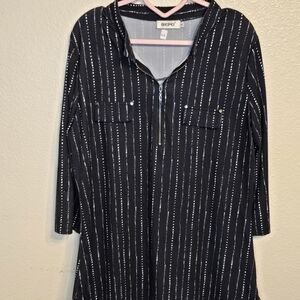 Bebe Black and White Pinstripe Blouse